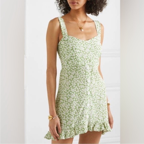 NEW Faithfull The Brand Lou Lou Mini Dress in Avocado Green Bella Floral size M - Picture 3 of 11